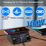 Wisdom 100W 8-Port USB & USB-C Charging Station - Image 3