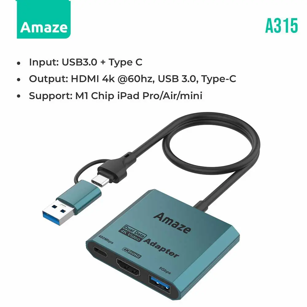Amaze Type C + Usb 3In1 Hub A315 Amaze Type‑C + Usb To 3‑In‑1 Hub - A315 - Image 1