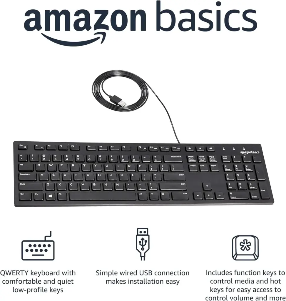 Amazon Basics Usb Wired Keyboard Md‑005