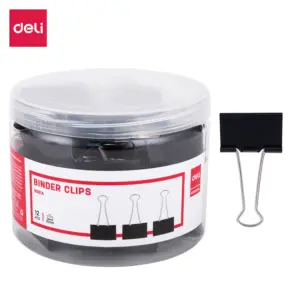 Deli Black Binder Clips - E8561A - 51mm - 12Pcs (1)