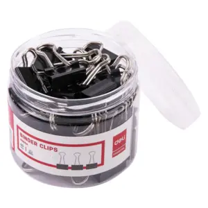 Deli Black Binder Clips – E8565A – 19mm – 40Pcs