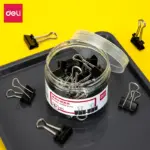 Deli Black Binder Clips – E8565A – 19mm – 40Pcs