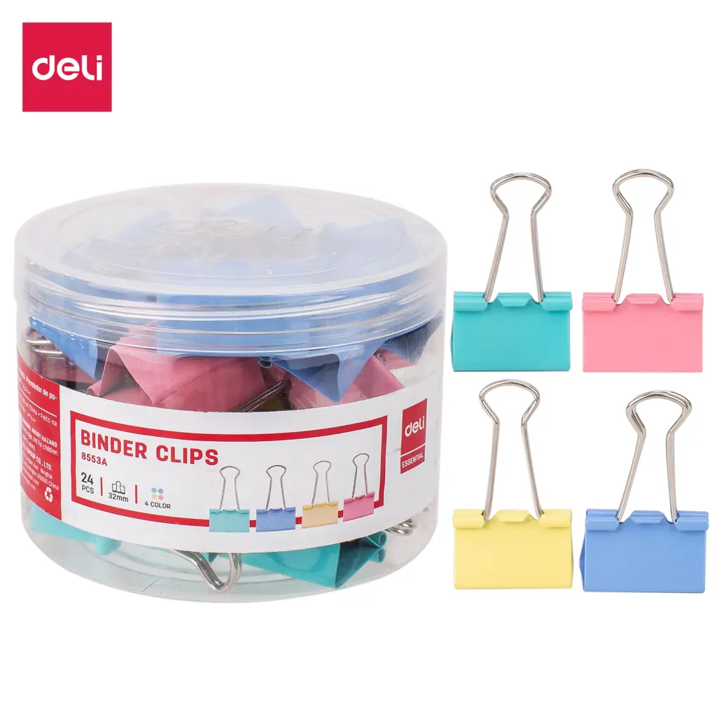 Deli Color Binder Clips – E8553A – 32Mm – 24Pcs