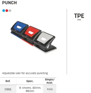 Deli Essential Paper Punch E0105 - 2-Hole - 15 Sheets