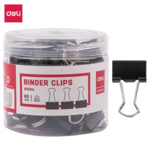 Deli Black Binder Clips - E8566A - 15mm - 60Pcs