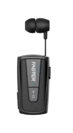 Faster Wireless Bluetooth Stereo Headset - R-12 Pro - Retractable Clip-on Earbuds