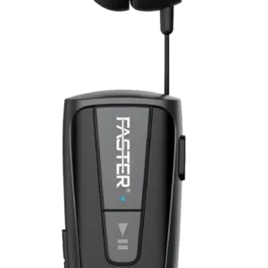 Faster Wireless Bluetooth Stereo Headset - R-12 Pro - Retractable Clip-on Earbuds