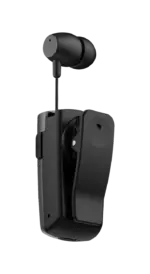 Faster Wireless Bluetooth Stereo Headset - R-12 Pro - Retractable Clip-on Earbuds