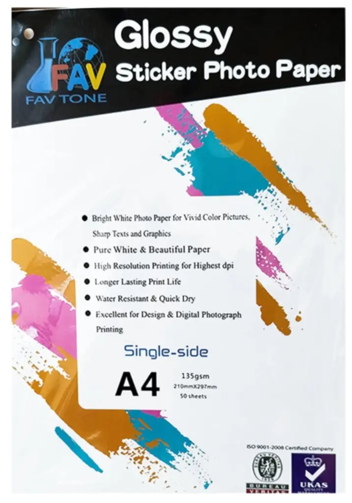 Favtone A4 Glossy Sticker Paper