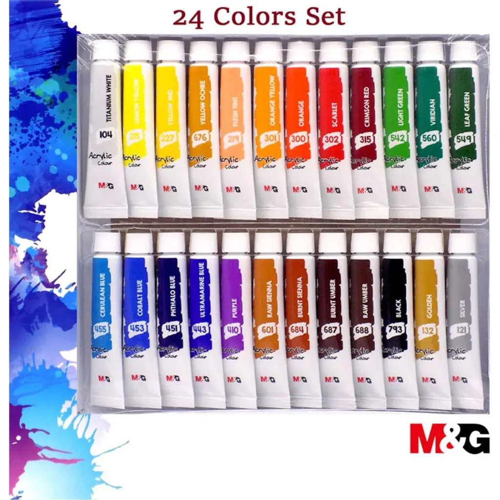 M&Amp;G Acrylic Colours Set - Apln6595 - 24 Tubes - 12Ml