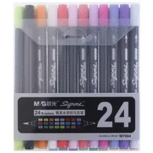 M&G Signme Aquarelle Brush Markers – APMW7604 – Double Sided – 24 Colours.