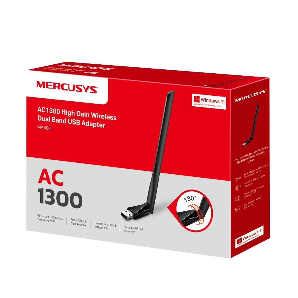 Mercusys Ac1300 High Gain Wireless Dual Band Usb Adapter - Ma30H