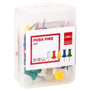 Deli Essential Push Pins - 23MM - E0021 - 35 Pcs - Colourful