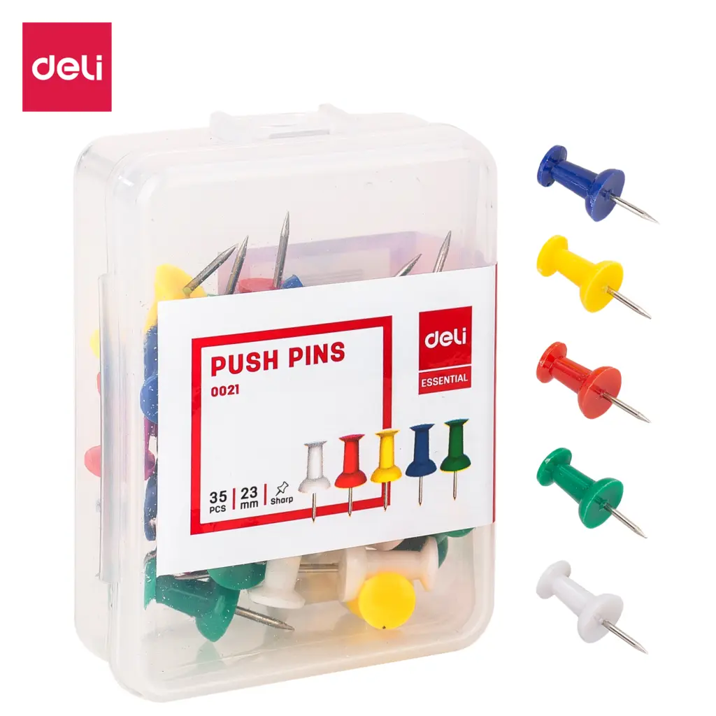 Deli Essential Push Pins - 23Mm - E0021 - 35 Pcs - Colourful