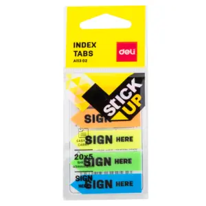 Deli Stick-Up Index Tabs - EA11302 - 100 Tabs - 5 Colors