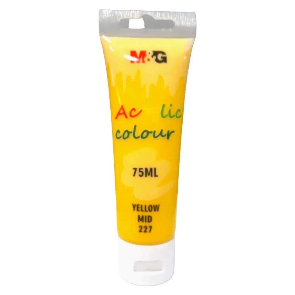 M&Amp;Amp;G Acrylic Colour Tube 75Ml - Apln6598 - 227 - 1 (1) M&Amp;Amp;G Acrylic Color Tube 75Ml - Apln6598 - Yellow Mid 227 - Image 1