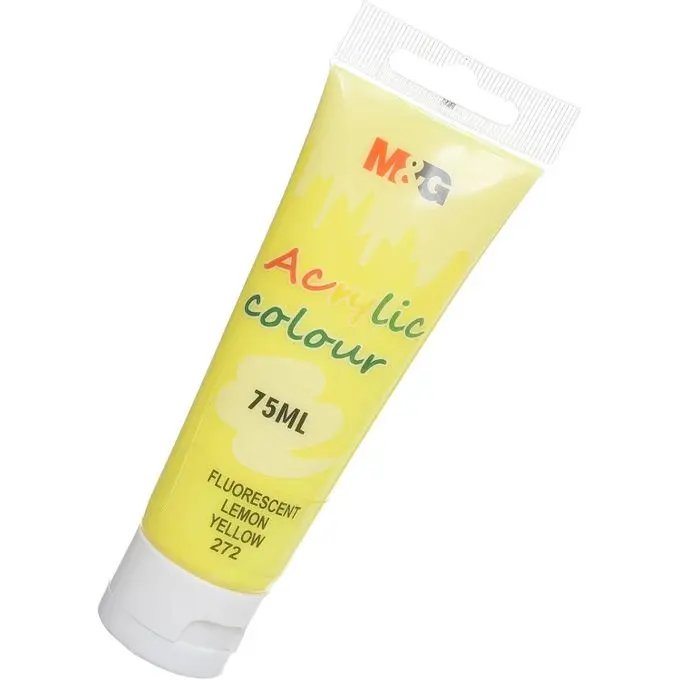 M&Amp;Amp;G Acrylic Colour Tube 75Ml - Apln6598 - 272 - 1 M&Amp;Amp;G Acrylic Color Tube 75Ml - Apln6598 - Fluorescent Lemon Yellow 272 - Image 1