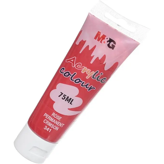 M&Amp;Amp;G Acrylic Colour Tube 75Ml - Apln6598 - 341 - 1 M&Amp;Amp;G Acrylic Color Tube 75Ml - Apln6598 - Rose Crimson 341 - Image 1