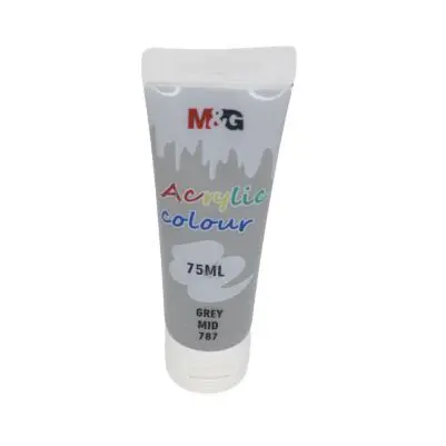 M&Amp;Amp;G Acrylic Colour Tube 75Ml - Apln6598 - 787 - 1 M&Amp;Amp;G Acrylic Color Tube 75Ml - Apln6598 - Grey Mid 787 - Image 1